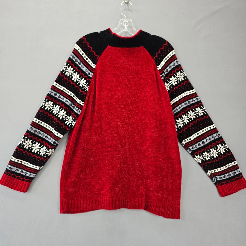 Suéter Erika Rojo Negro Festivo Floral Manga Larga Imitación Cuello Alto Mujeres Talla 3X Foto 3 de 4