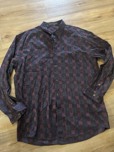 Camisa Jhane Barnes L Negra Púrpura Geométrica Preppy Vestido de Club con Botones - Imagen 19 de 20