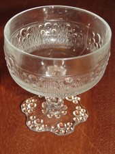 Vintage Italy Pressed Moulded Glass Prawn Cocktail Trifle Dish Bowl. Fluted base