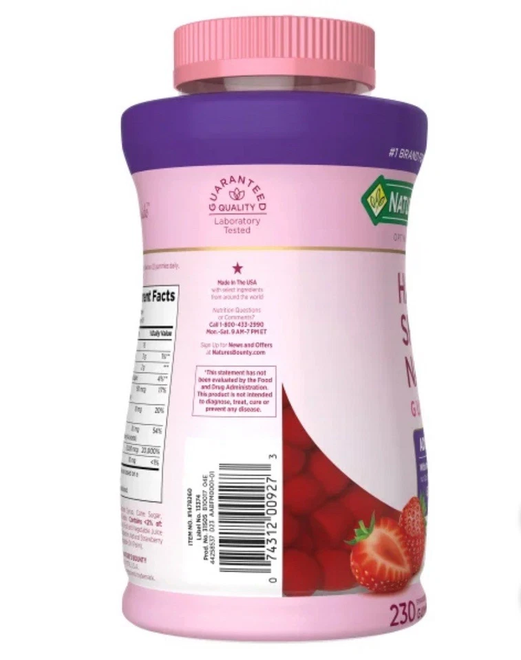 Nature's Bounty Hair Skin and Nails with Biotin Antioxidants 230 Gummies 2 Pack - Image 4 of 4