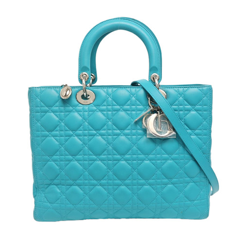 【Authentic】 DIOR Lady Dior Blue Suede Handbags (DDP)