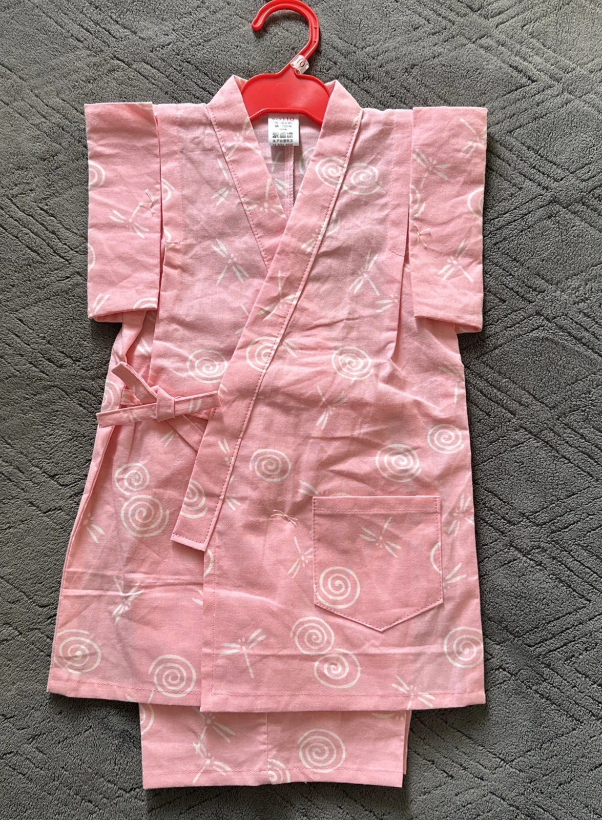 Japanese 100% Cotton Pink Kimono Dragon Fly Top And Shorts Little Girls Size 5-6