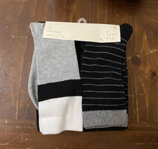 NIP A New Day Cotton Blend Crew Socks 6 Pairs Black, Gray, White, Stripe Sz 6-10