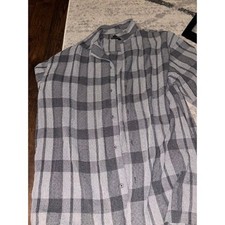 Syllables XL Gray Plaid Button Down Short Sleeve Casual Shirt