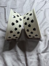 Set of 2 Creme with Black Paw Print Ceramic Pet Bowls
