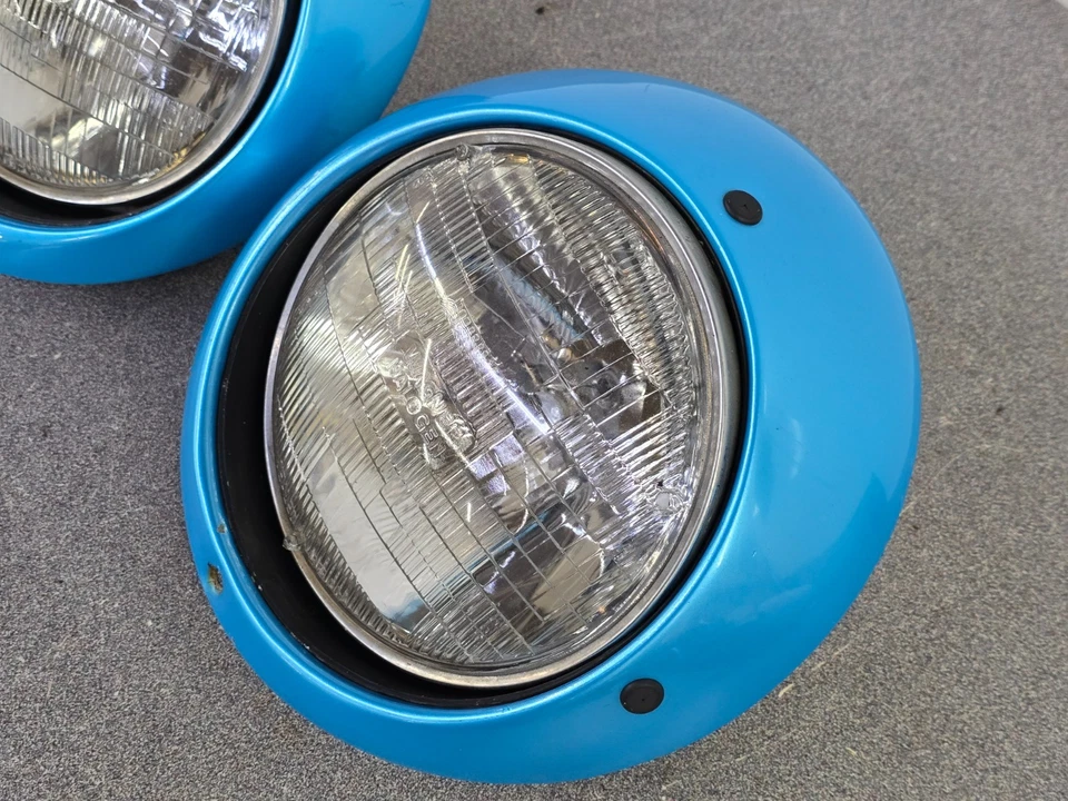 PAR DE CONJUNTOS DE FAROS USADOS ORIGINALES PORSCHE 911 912 930 CON ANILLOS ACI PERSONALIZADOS Foto 4 de 4