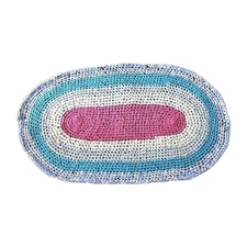 Vintage Rag Rug Primitive Handmade Colorful Braided Oval Boho Farmhouse 43"x25"