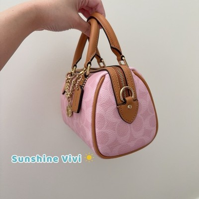 NWT Coach Mini Rowan Crossbody Bag In Signature Canvas Charm Pink