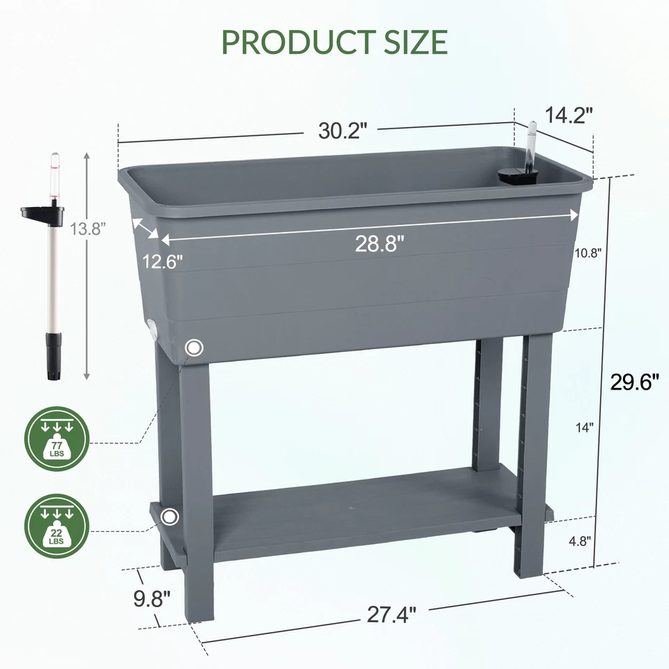 3Pcs Raised Garden Bed Elevated Standing Planter Box Self Watering with Bottom - Image 4 of 4