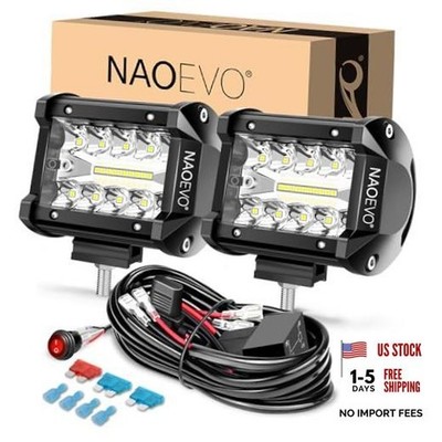 4 Inch LED Pod Lights, Spot Flood LED Fog/Driving/Off Road Lights with 2 White
