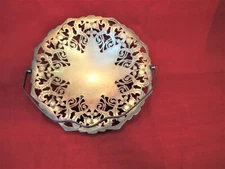 Reticulated Cookie Basket Plate w/ Handle  9"D  Poppy Buds Yoeman EPNS Victorian