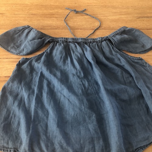 Madewell Indigo Cotton Gauzy Off Shoulder Top Chambray S Concert Country - Picture 5 of 6