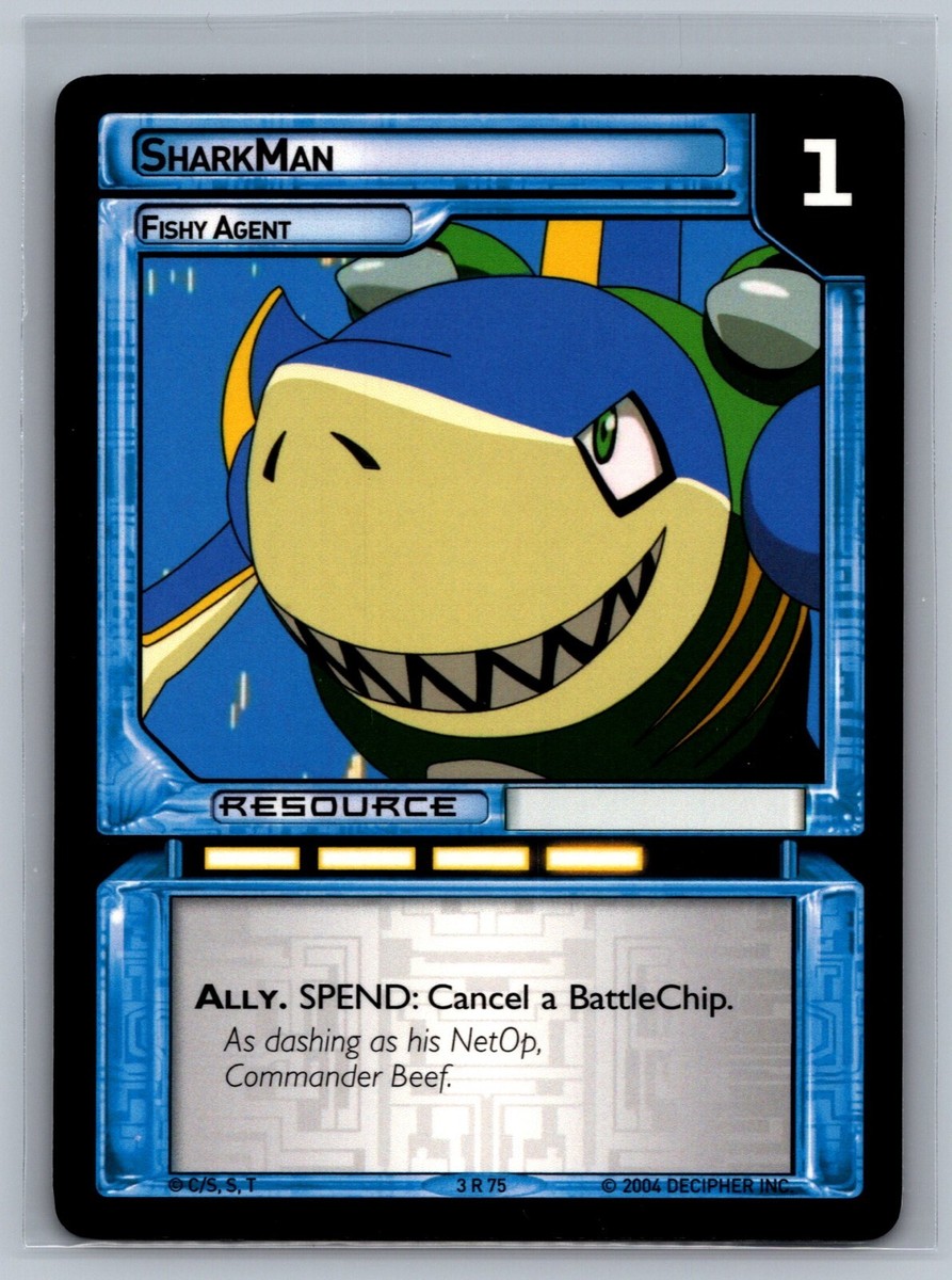 MegaMan NT Warrior TCG SharkMan Fishy Agent #3 R 75 Rare CCG Mega