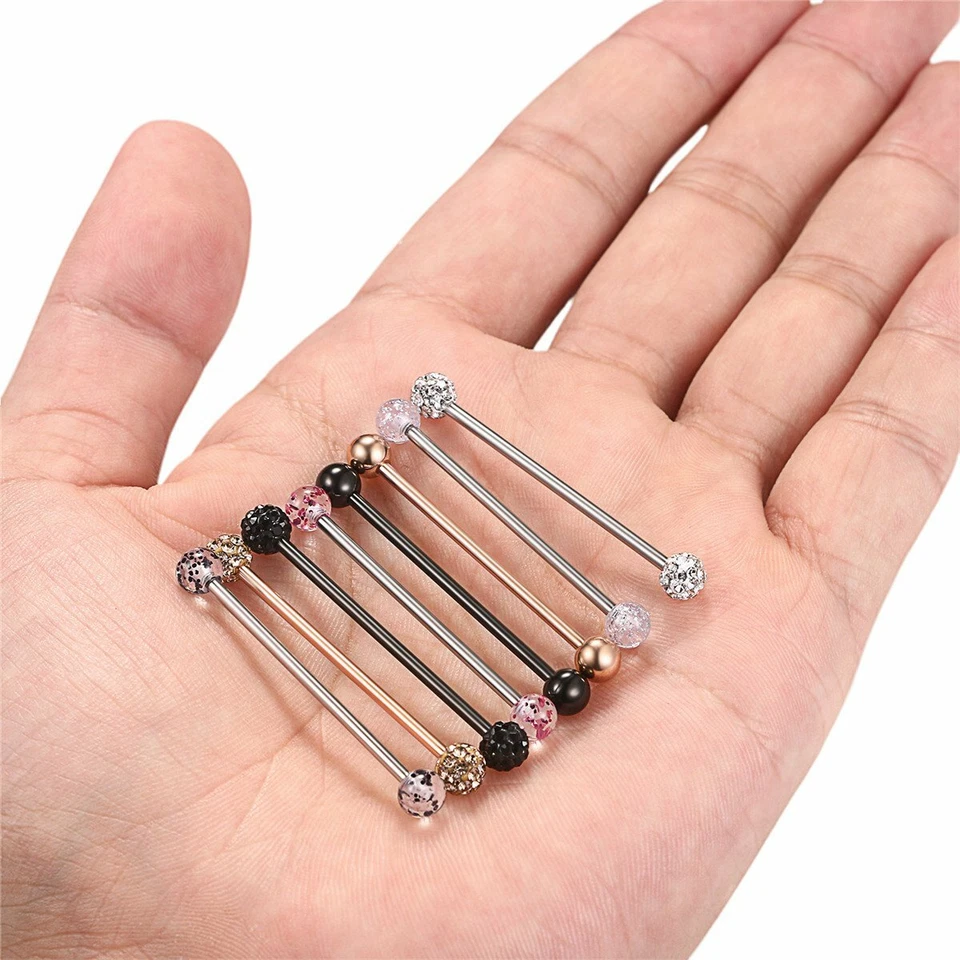 9 PIEZAS Pendientes Barra Industrial Cartílago Hélice Piercing Acero Inoxidable 14G Foto 4 de 4