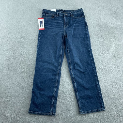 Calvin Klein Womens Straight-Leg High Rise Dark Wash Jeans NWT 0862