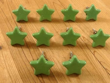 10 Green Ceramic Knobs Kitchen Cabinet Pulls Vintage Dresser Stars Fun Bedroom