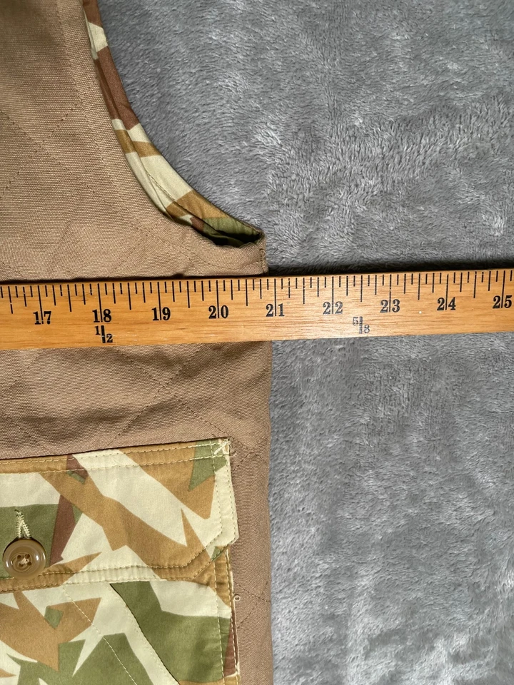 TRUKFIT Mens Button Front Lightweight Vest Coat Jacket Beige Medium Camo Pockets - Image 2 of 4