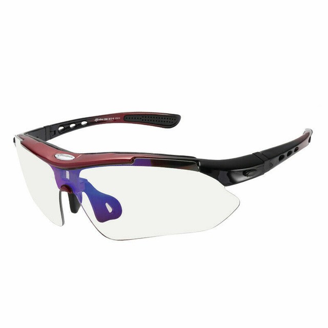 RockBros Polarized Cycling Sunglasses Bike Goggles Hiking Glasses Black Red