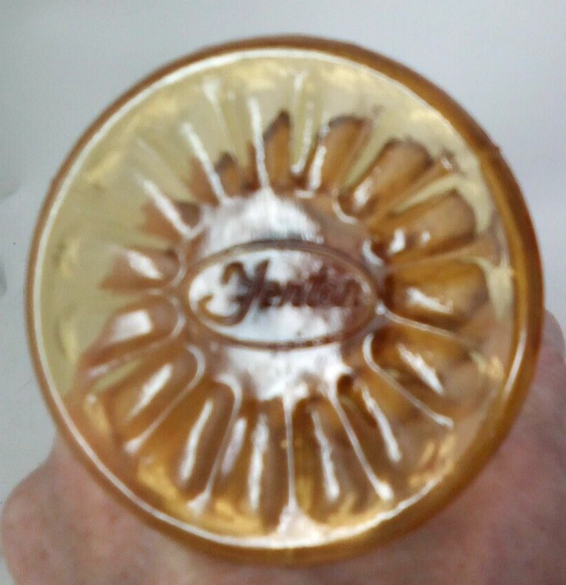 Vaso elástico balançado meados do século vintage vidro Fenton 13" âmbar colonial impressão digital - Imagem 3 de 3