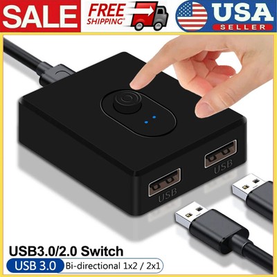 USB3.0/2.0 Switcher Bi-Directional USB Switch 2 in1 Out / 1 in 2Out USB Switcher