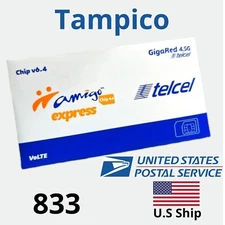 Telcel Mexico TAMPICO TAMAULIPAS  SIM Card ACTIVATED for UNLIMITED Calls,Sms.