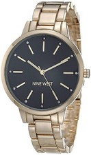 Nine West Women Japanese Quartz Dress Watch with Metal Strap Gold 14 Model NW...