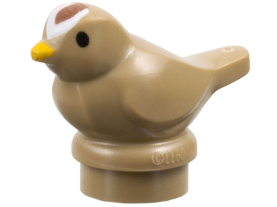 Lego New Dark Tan Bird Small with Black Eyes Bright Light Orange Beak