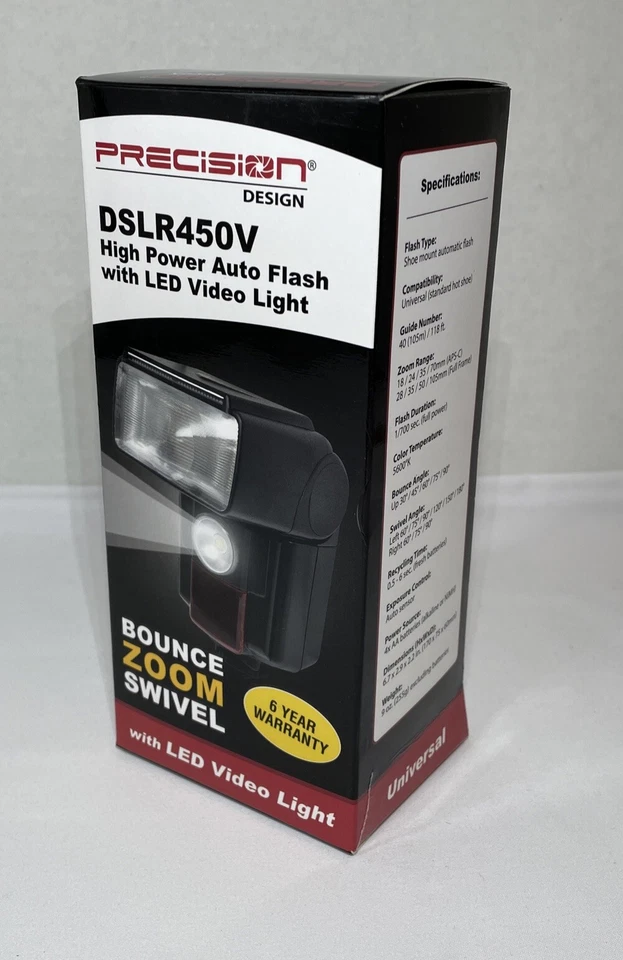 Precision Design DSLR450V High Power Auto Flash with LED Video Light Brand new - Image 4 of 4