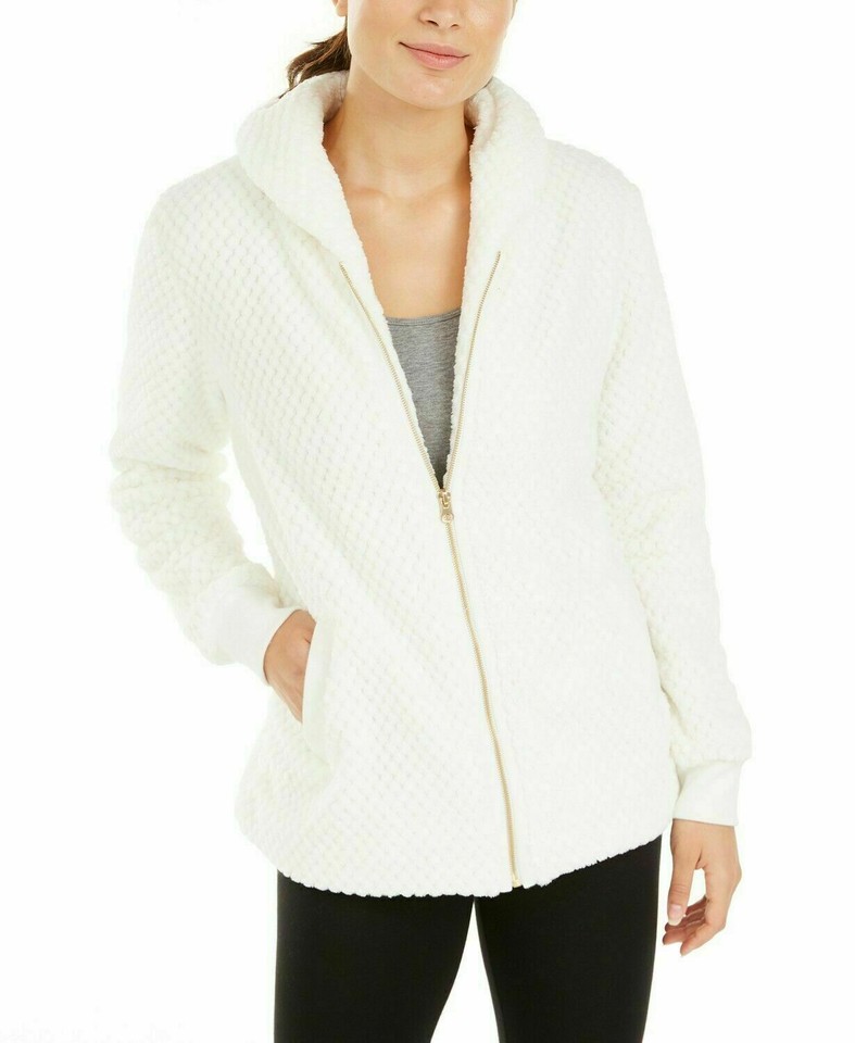 Ideology Women's Quilted Fleece Jacket Shimmer Pink, Coconut Milk S, M