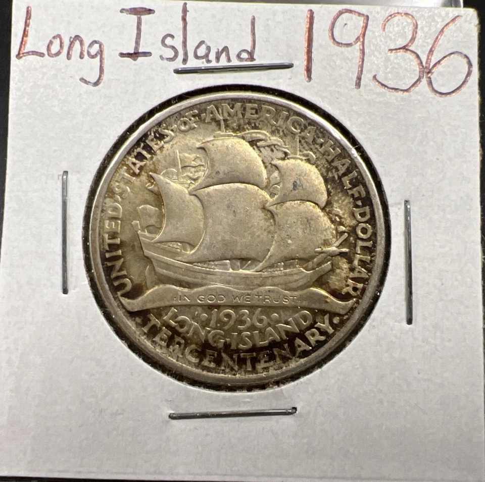 1936 Long Island Classic Commemorative 50c Half Dollar CH AU Nice Toning Toner - Image 2 of 4