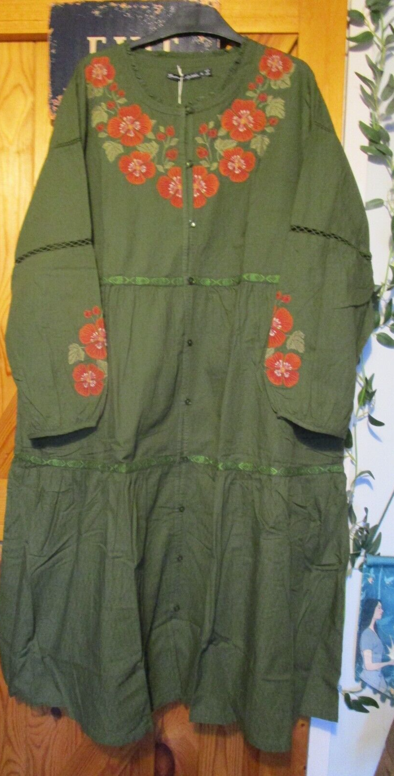NWT Gudrun Sjoden Aland Cotton Dress Green XL