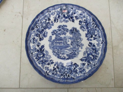 NUEVO JUEGO DE 4 PLATOS DE CENA ROYAL WESSEX INGLAND AZUL/BLANCO 10" TONQUIN - Imagen 2 de 9