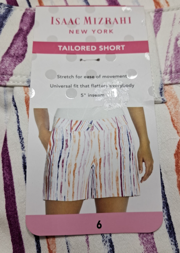 ISAAC MIZRAHI Womens 6 Shorts Tailored Stretch Sailor Style Striped 5" Inseam - Picture 6 of 12