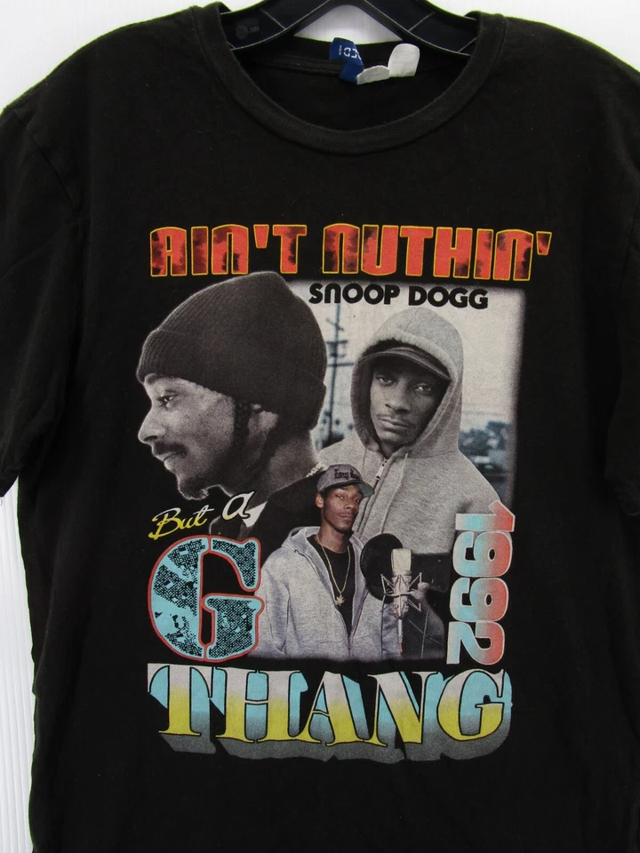 Snoop Dogg Shirt Men Small Black 1992 Aint Nuthin But A G Thang Rap Divided H&M - Image 2 of 4