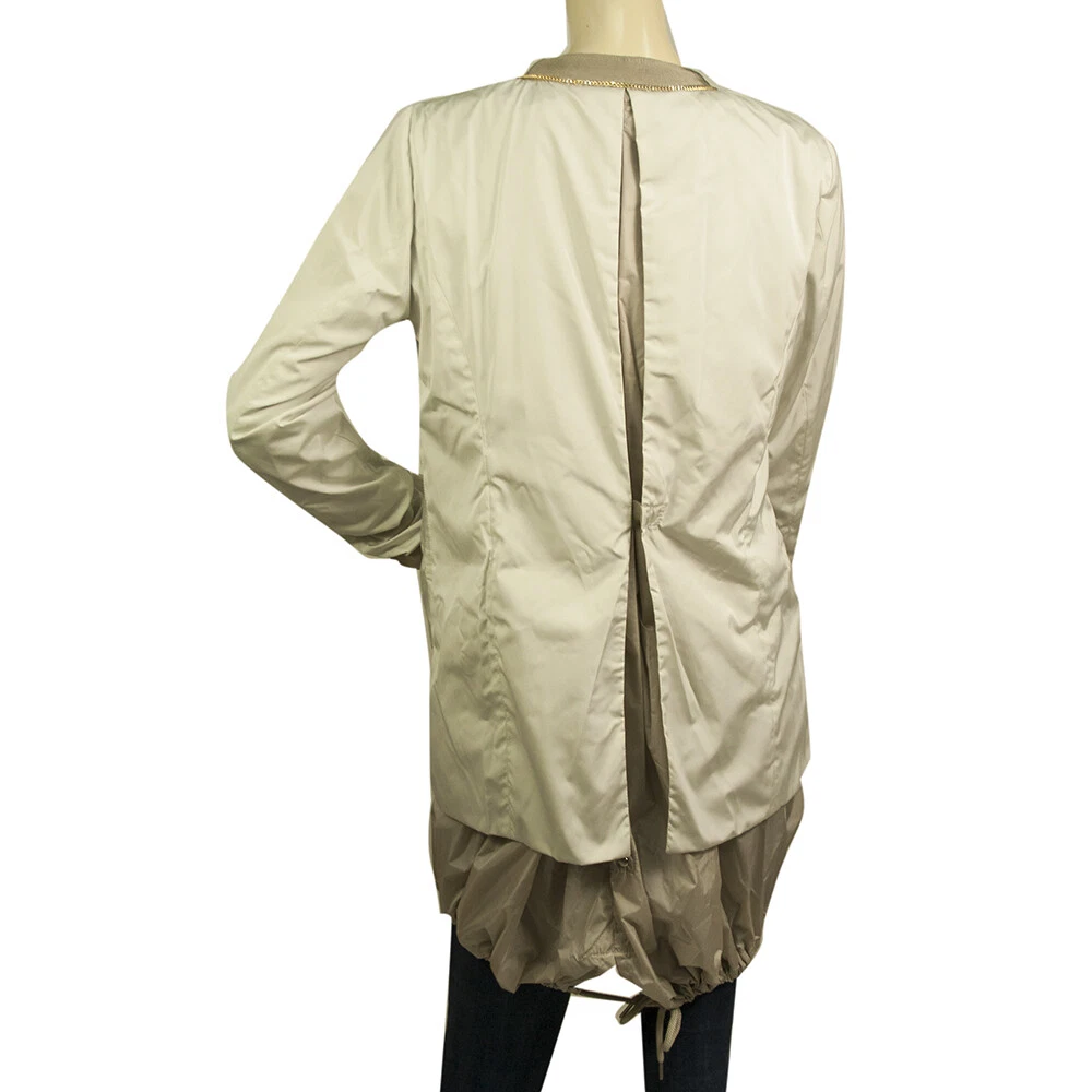 MONCLER Yukari Giubbotto beige impermeabile leggero giacca asimmetrica cappuccio rimovibile 1