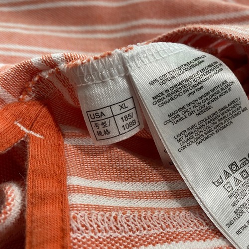 Brooks Brothers Striped Polo Shirt Adult X-Large Coral Orange White Casual Mens - 第 14/17 張圖片