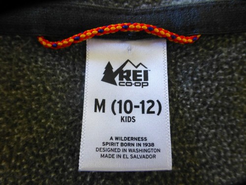 REI Kid's M (10-12) Fleece Jacket Full Zip Gray Hoodie Sweater Lighter Weight - Picture 4 of 4