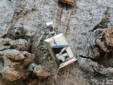 Buffalo Turquoise Black White Gemstone Opal Sterling Silver Petite Pendant AF98