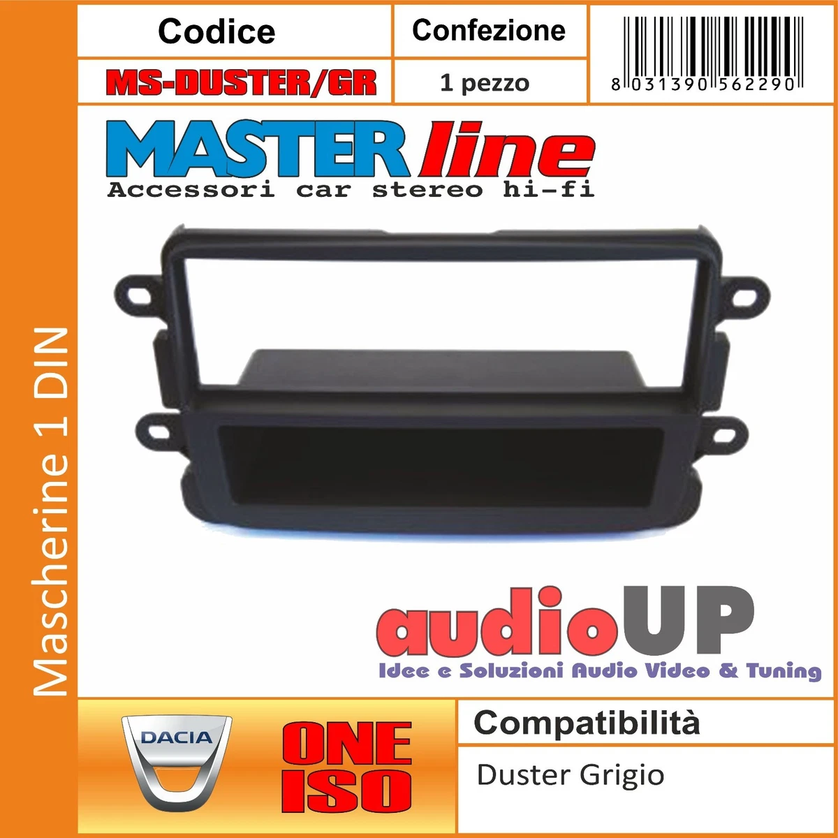 AERZETIX Mascherina Adattatore 2 DIN Per Autoradio - Compatibile Con Dacia Dokker, Duster, Lodgy, Sandero (2012-2015), Colore Nero