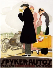 POSTER AMSTERDAM NETHERLANDS SPYKER CAR AUTOMOBILE TRAVEL VINTAGE REPRO FREE S/H