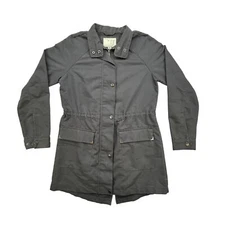 A New Day Jacket Womens Small Gray Utility Military Style Button Pockets Cotton