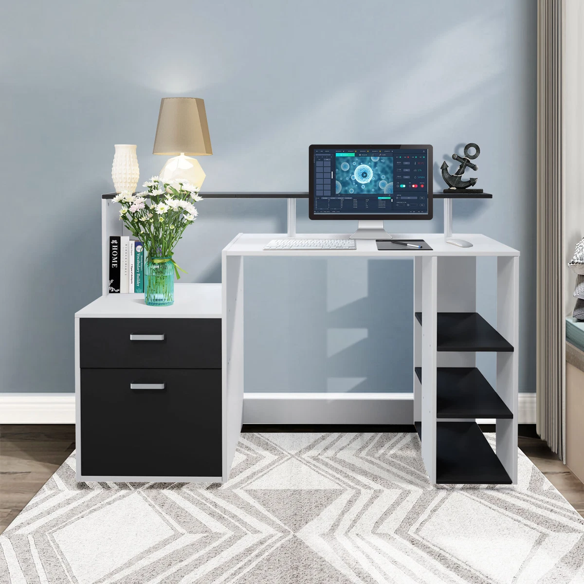 140cm Computer Desk Study Desk Home Office Workstation w 2