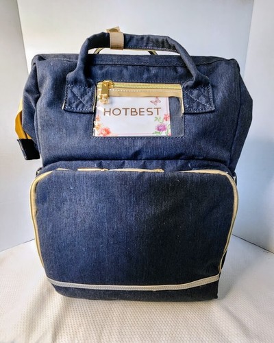 HOTBEST DIAPER BAG Navy Blue Backpack 11.7"x8.7"x15.7" w/ Changing Station, USB