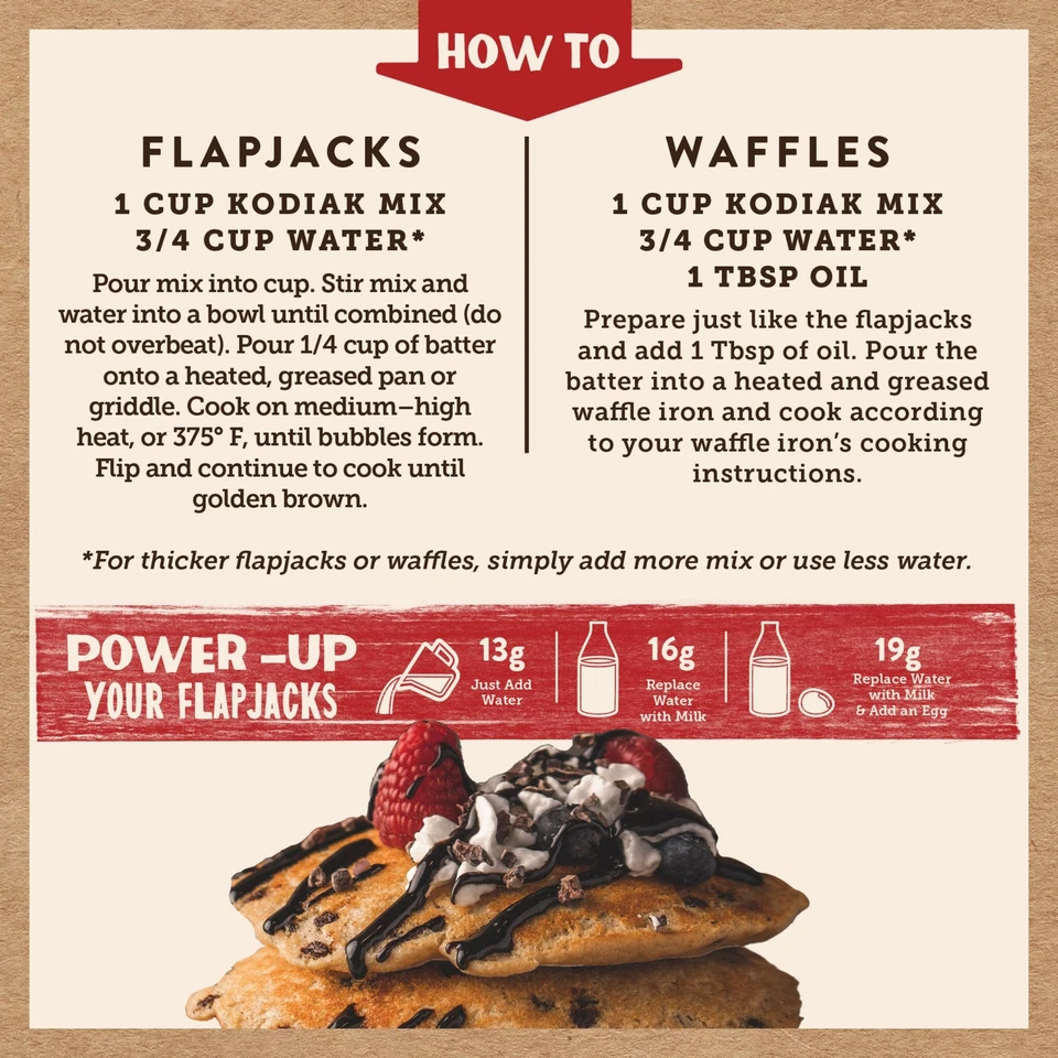 Kodiak Bolos Chocolate Chip Proteína Panqueca Mix 18 Onças Pacote com 6 - Imagem 4 de 4