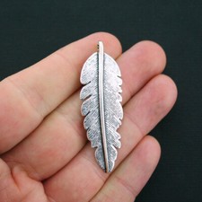 4 Feather Charms Antique Silver Tone Large Size - SC1110