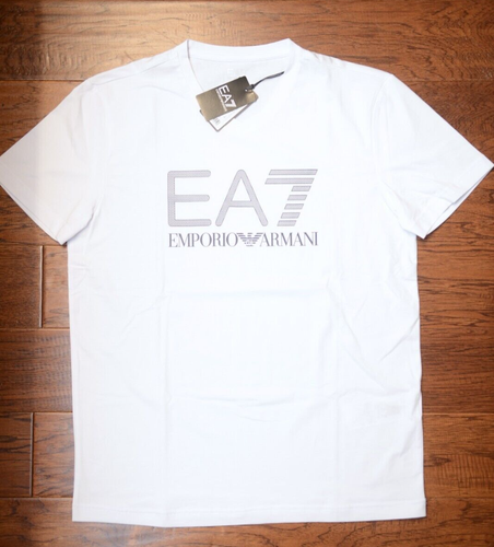 Emporio Armani EA7 Men's Signature V Neck White Stretch Cotton Tee T-Shirt XL - Picture 2 of 7
