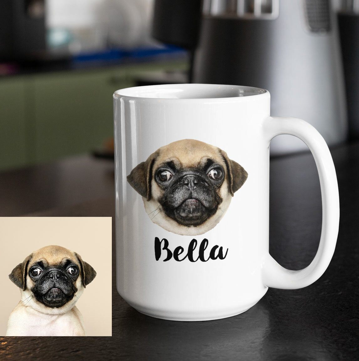 Custom Dog Mug, Custom Pet Face Mug, Custom Pet portrait Mug, Dog Face  Photo Mug