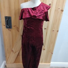 LuLus Burgundy Maroon Strapless romper Crushed Velvet Valentine New Year's Date