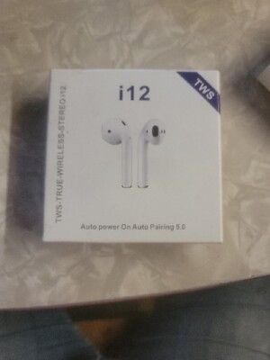 TWS True Wireless Stereo i12 Earbuds White Auto Pairing 5.0 Auto Power On