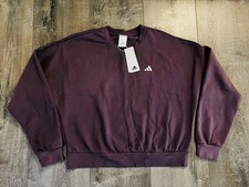 NWT Adidas Women's Sweatshirt Fleece Casual Oversize Sweater  Plum  Size Small